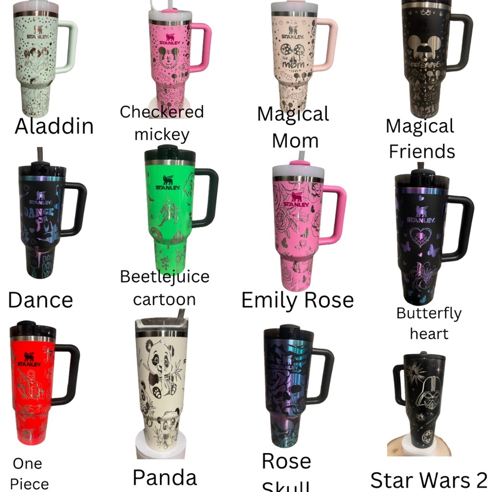 Laser engraved Stanley you choose design size and color chromas not included